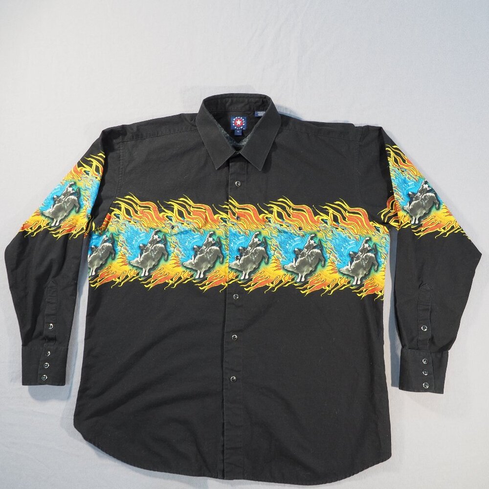 Panhandle Slim Shirt Men Extra Large Black Western Rodeo Bull Rider Cowboy Ranch